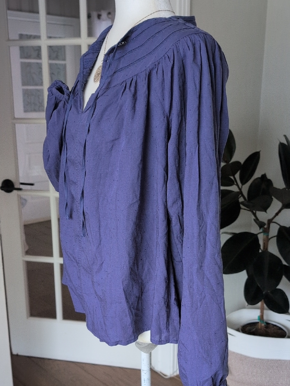 NWT Universal Thread Blue Crochet-Trim Peasant Blouse - Picture 7 of 9